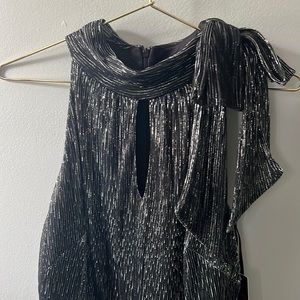 1pc Jumpsuit Sliver Shimmer Top, Black Bottoms by John Meyer size 8